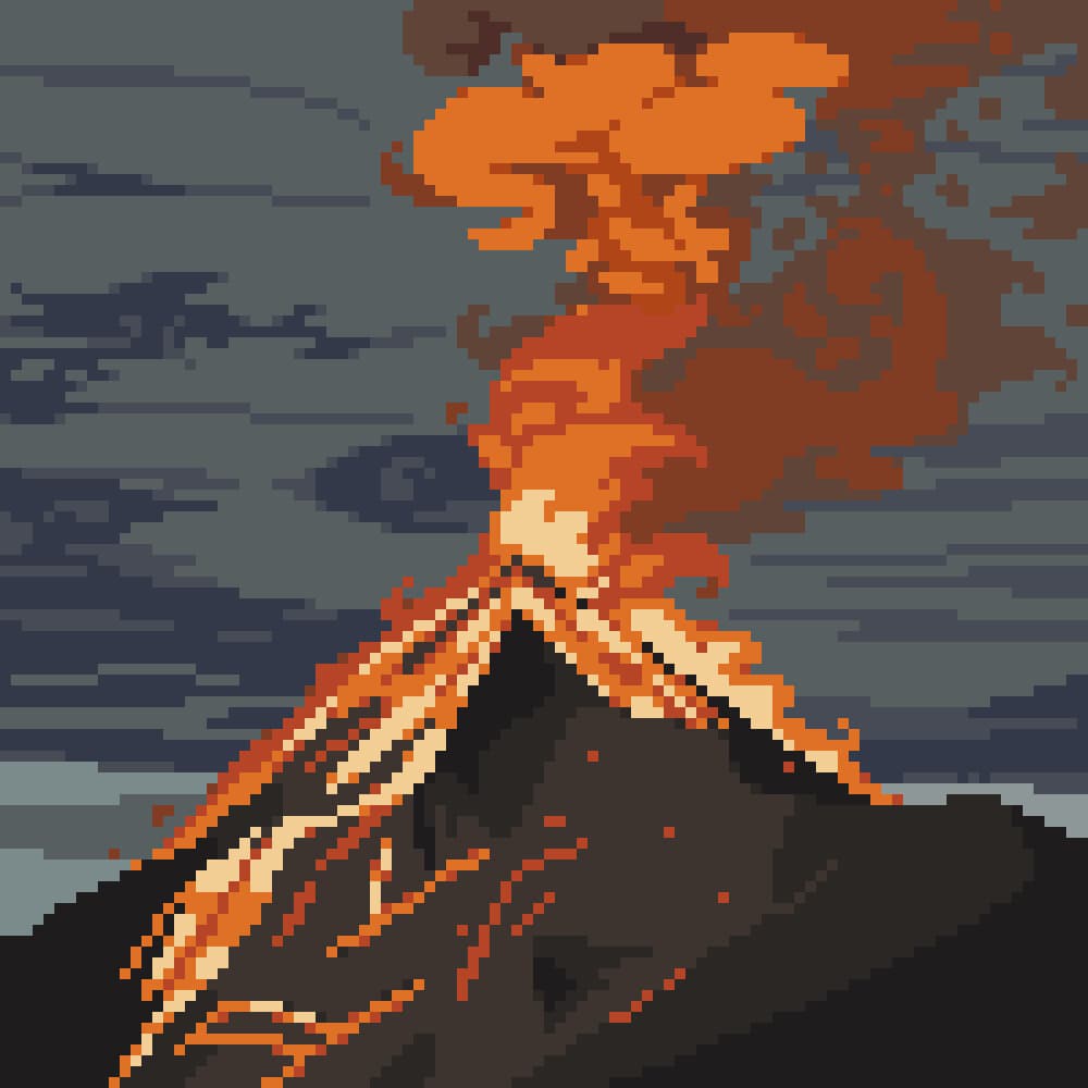 Melted volcano landscape
